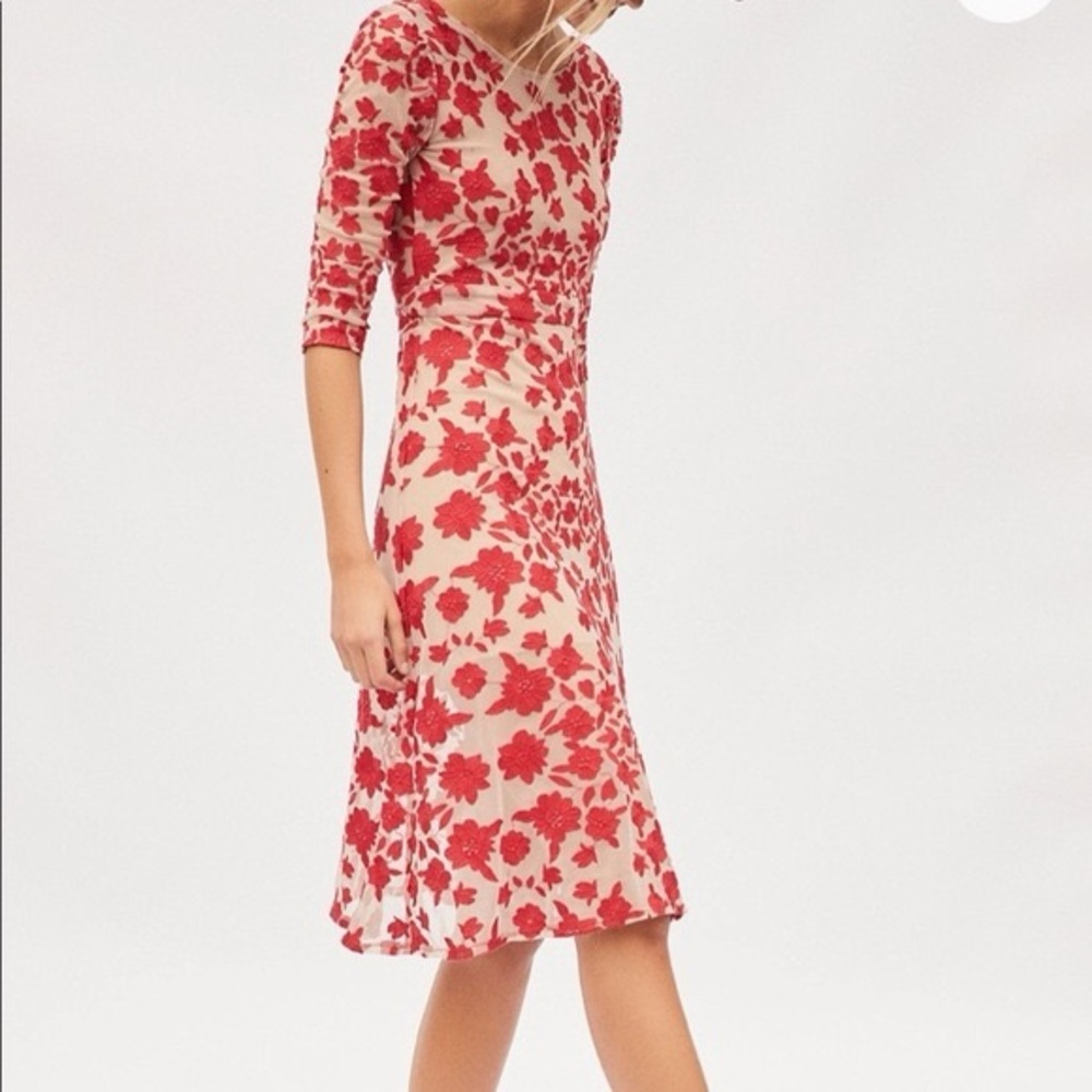 For Love And Lemons Red Floral Midi Dress - size M - NWT